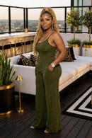 Slaycation Ready Sleeveless Army Green  Jumpsuit
