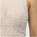 Nude Drip Pearl Mesh Top