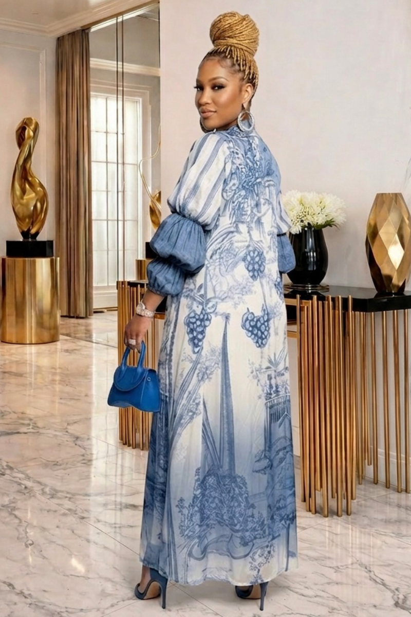 Blue Skies Scenic Print Longline Cardigan