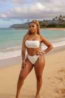 Coconut Creme Drawstring Lace Up Swimsuit