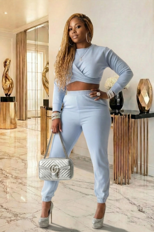 Storm Luxe Grey Crop Jogger Set