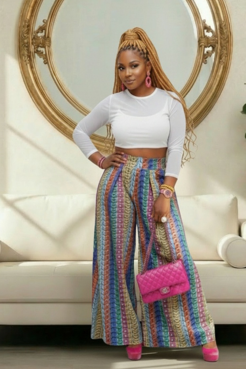 Golden Hour Palazzo Pants – Multicolor Print