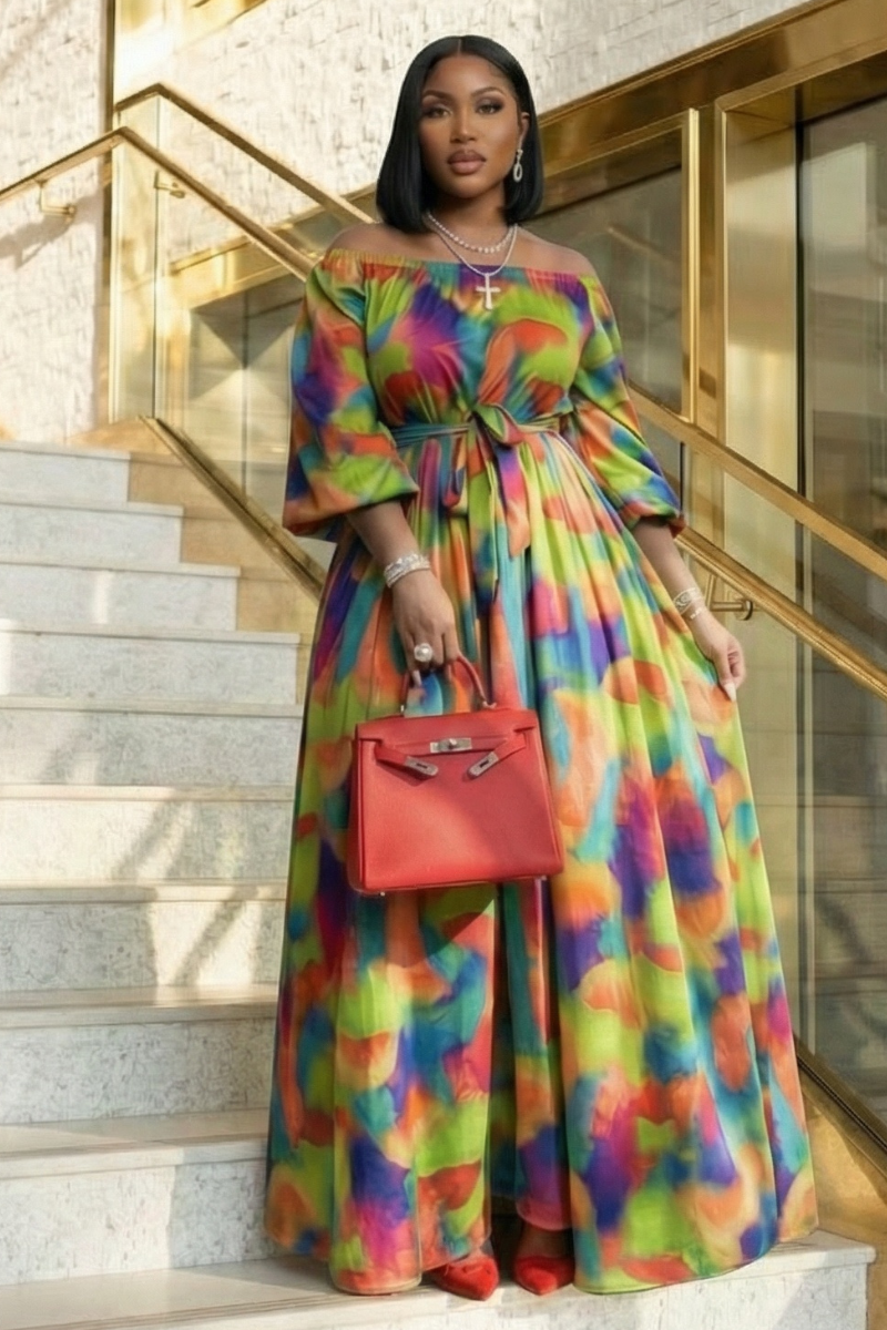 Royal Puff Sleeve Maxi Dress