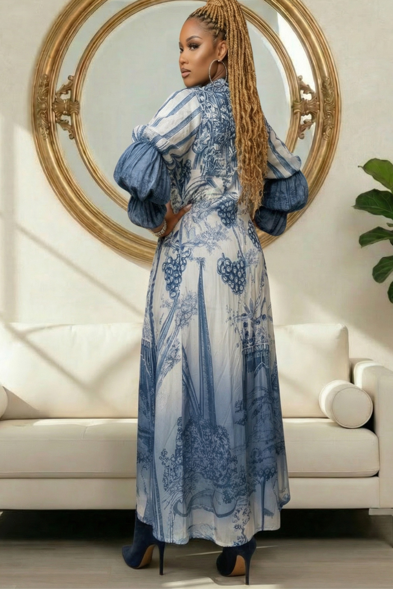 Blue Skies Scenic Print Longline Cardigan