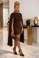 Chocolate Reign Cape Mini Dress