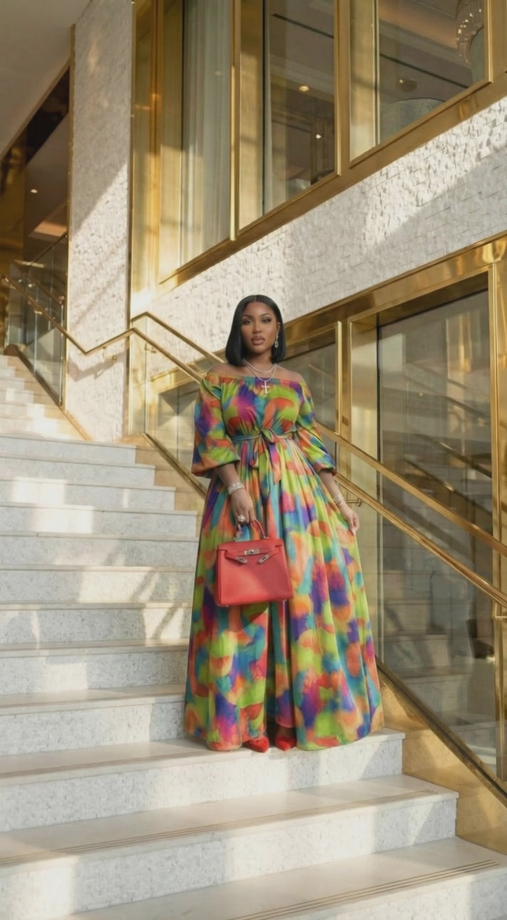 Royal Puff Sleeve Maxi Dress