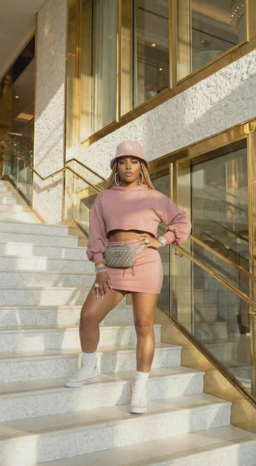 Blush Baddie Hoodie Skirt Set