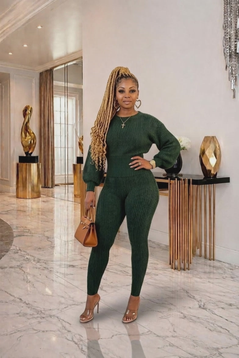 Boss Moves Knit Lounge Set – Emerald