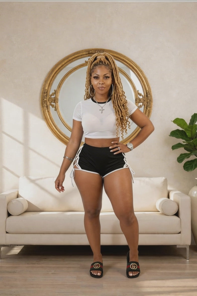Off Duty Baddie Lace-Up Short Set