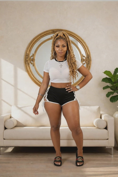 Off Duty Baddie Lace-Up Short Set